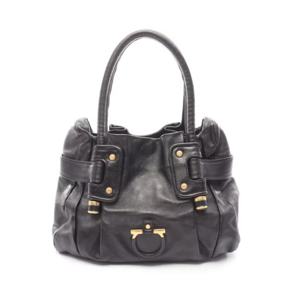Salvatore Ferragamo Gancini Handbag Leather Black